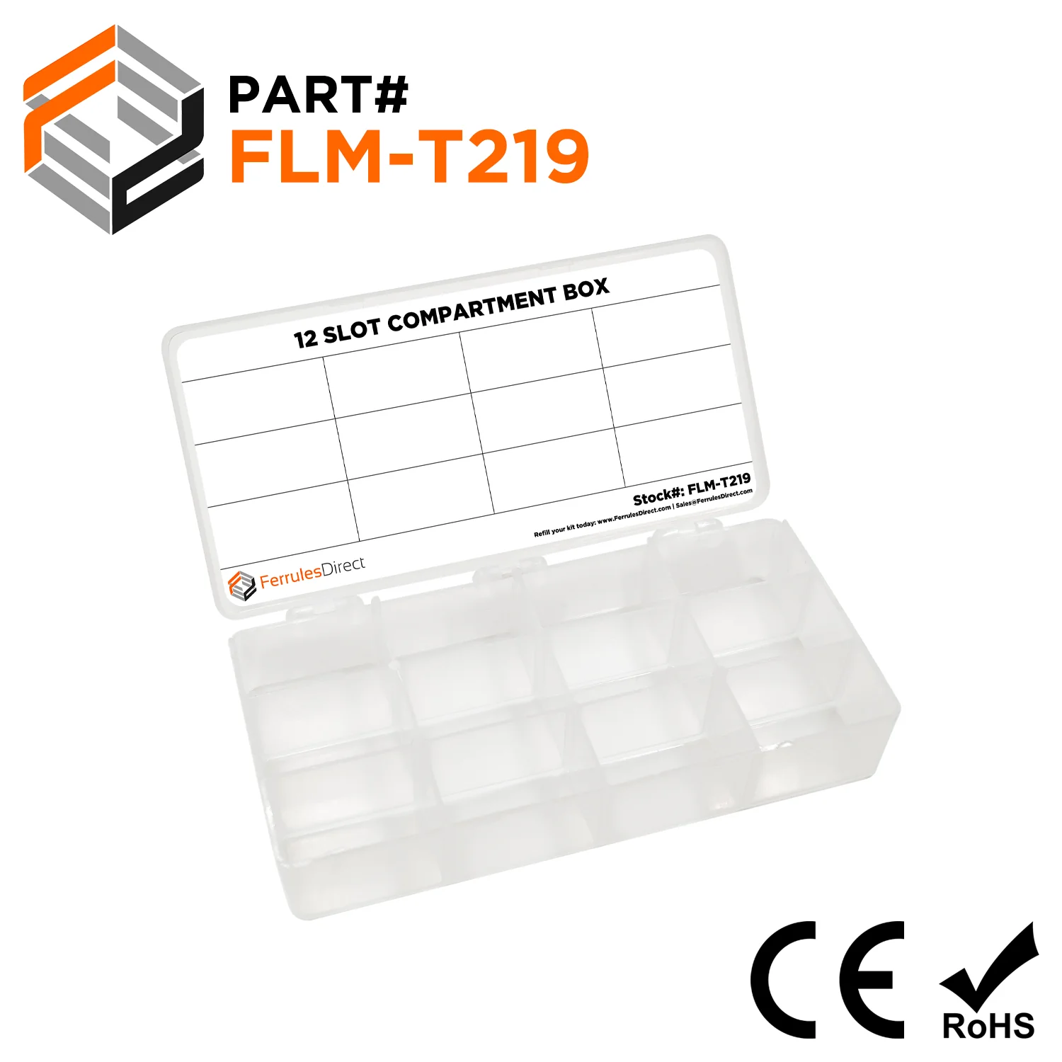 12-Compartment Mini Polypropylene Compartment Box, 1 Piece - FLM-T219