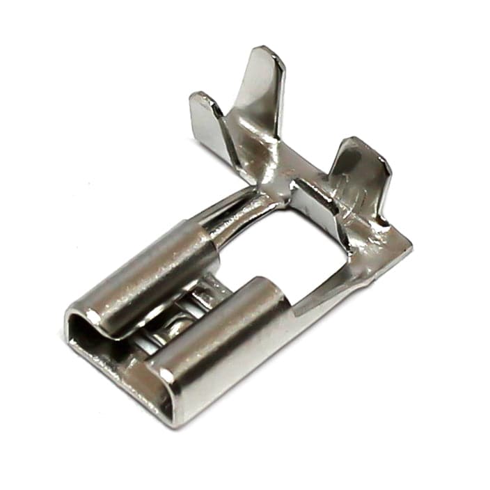 DJ627-6.3A-B-T - 22 to 16 AWG Flag Terminal Quick Disconnects, 90-Degree, Tin Plated Brass, 100 Pieces