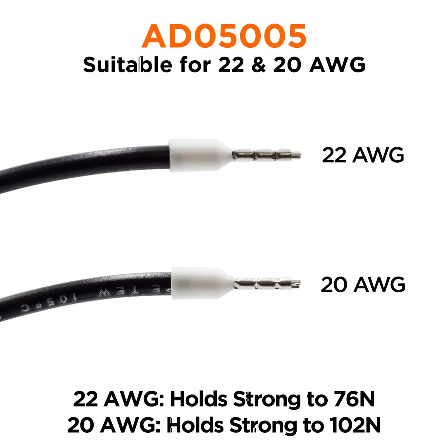 AD05005 - 22 & 20 AWG Insulated Wire Ferrules, 5mm Pin, White, UL Recognized, 500 Pieces - Image 2