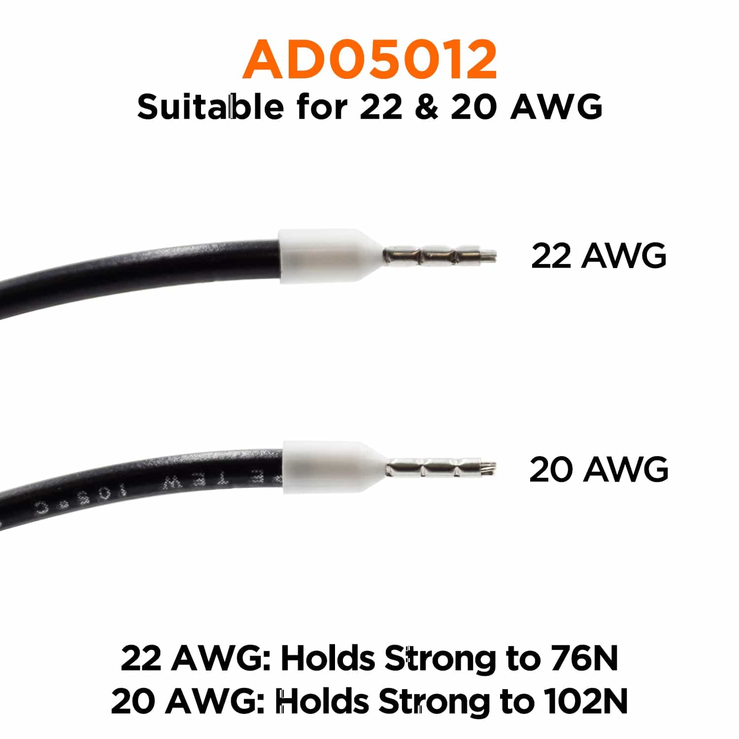 AD05012 - 22 & 20 AWG Insulated Wire Ferrules, 12mm Pin, White, UL Recognized, 500 Pieces - Image 2