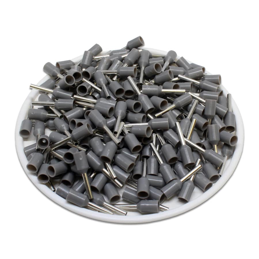 AD07508L - 20 & 18 AWG Insulated Wire Ferrules, 8mm Pin, Gray, Wide Collar, UL Recognized, 500 Pieces - Image 2