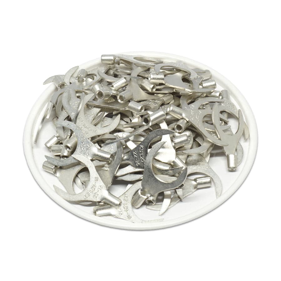 22-16 AWG Non Insulated Fork Terminals, 3/8" Stud, UL Approved, 100 Pieces - ANB1-10