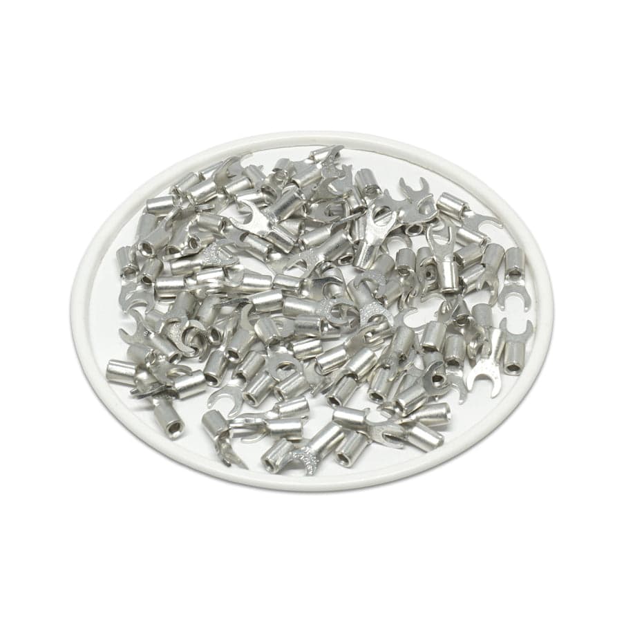 22-16 AWG Non Insulated Fork Terminals, #4 Stud, UL Approved, 100 Pieces - ANB1-32