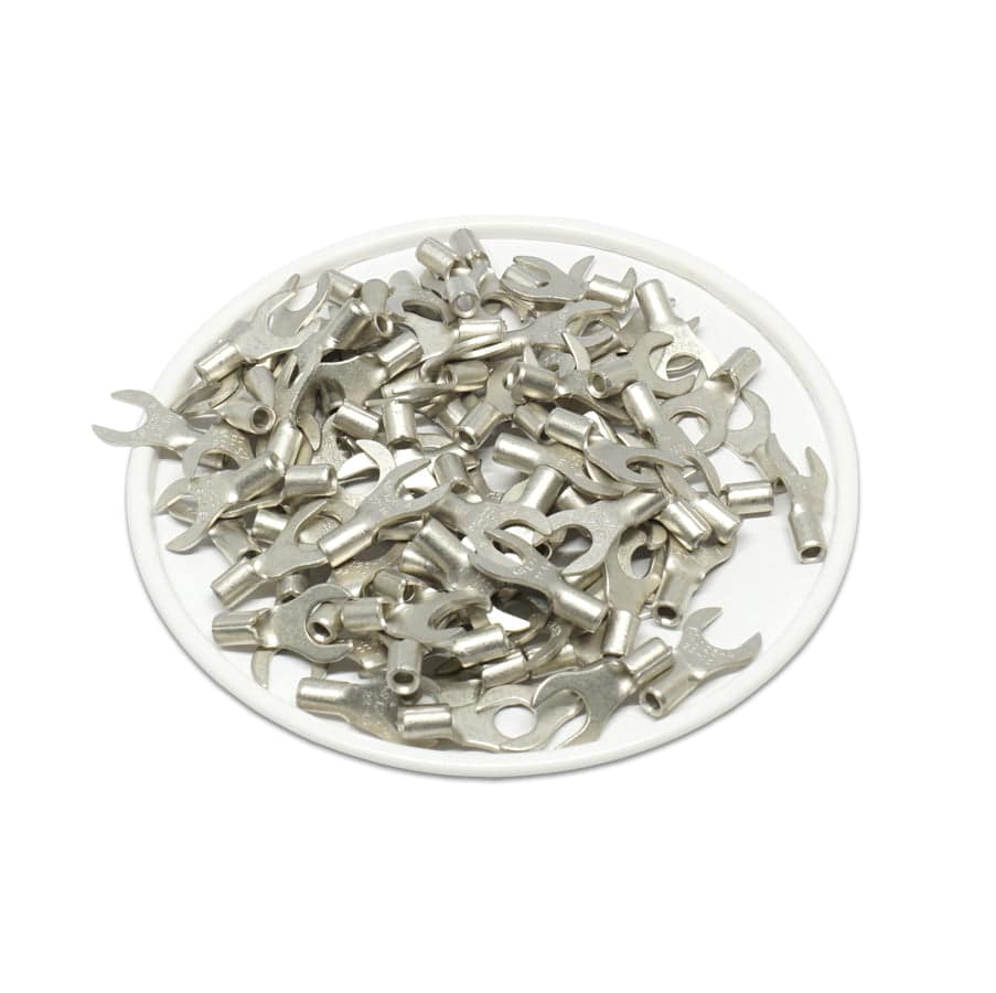 22-16 AWG Non Insulated Fork Terminals, #8 Stud, UL Approved, 100 Pieces - ANB1-4