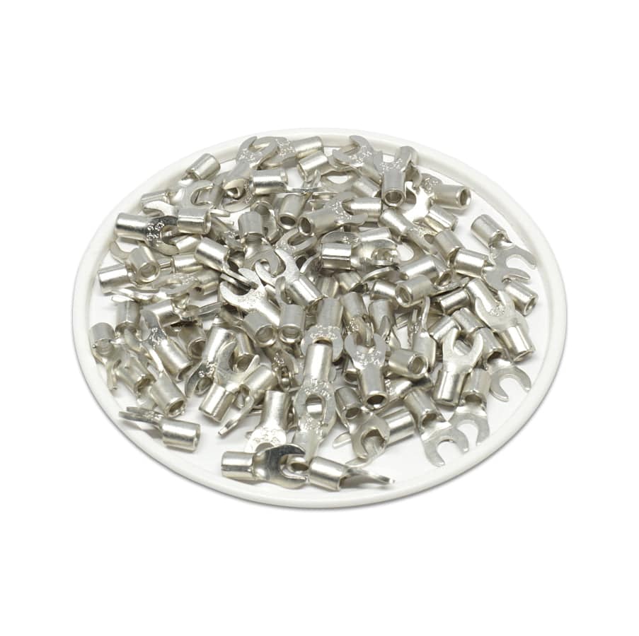 16-14 AWG Non Insulated Fork Terminals, #4 Stud, UL Approved, 100 Pieces - ANB2-32