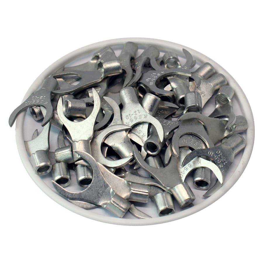 12-10 AWG Non Insulated Fork Terminals, 3/8" Stud, UL Approved, 50 Pieces - ANB5-10