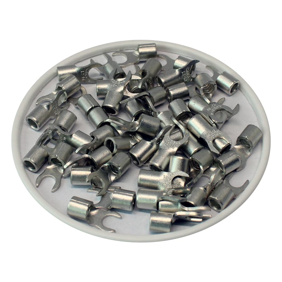 12-10 AWG Non Insulated Fork Terminals, #8 Stud, UL Approved, 50 Pieces - ANB5-4