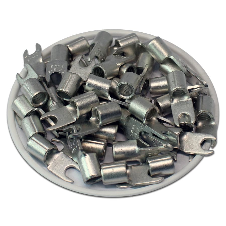 8 AWG Non Insulated Fork Terminals, #8 Stud, 50 Pieces - ANB8-4