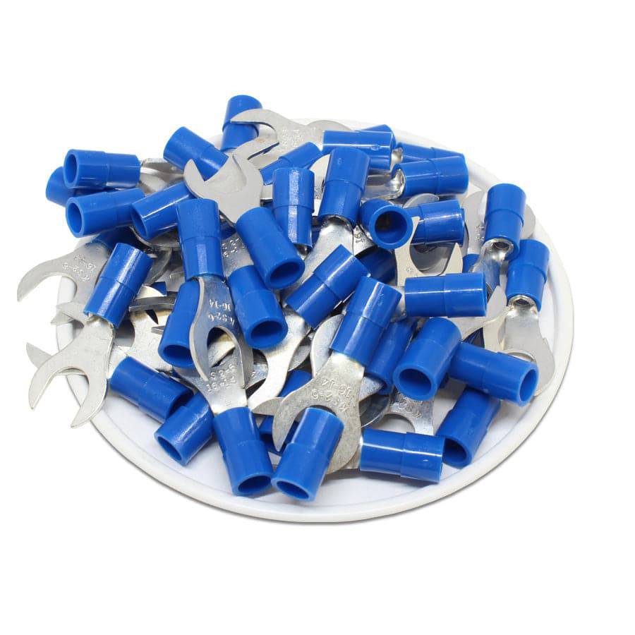 ANYB2-6 - Nylon Insulated Fork Terminals - 16-14 AWG - Blue - 1/4" Stud