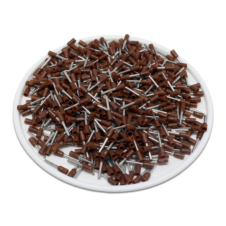 AT01406 - 26 AWG Insulated Wire Ferrules, 6mm Pin, Brown, 500 Pieces - Image 2
