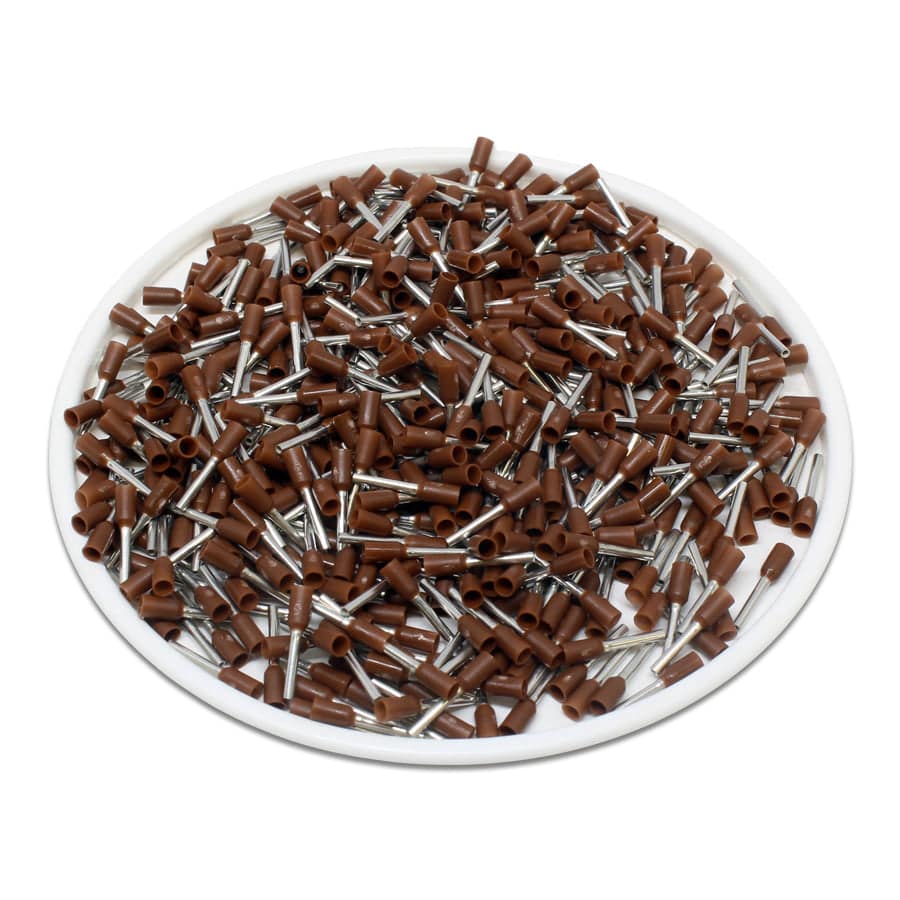 AT01408 - 26 AWG Insulated Wire Ferrules, 8mm Pin, Brown, 500 Pieces - Image 2