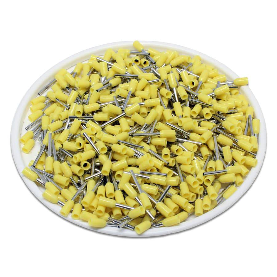 AT02508 - 24 AWG Single Insulated Wire Ferrules, 8mm Pin, Yellow, 500 Pieces - Image 2