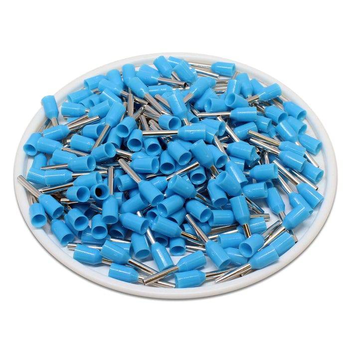 AT07508L - 20 & 18 AWG Single Insulated Wire Ferrules, 8mm Pin, Light Blue, Wide Collar, UL Recognized, 500 Pieces - Image 2