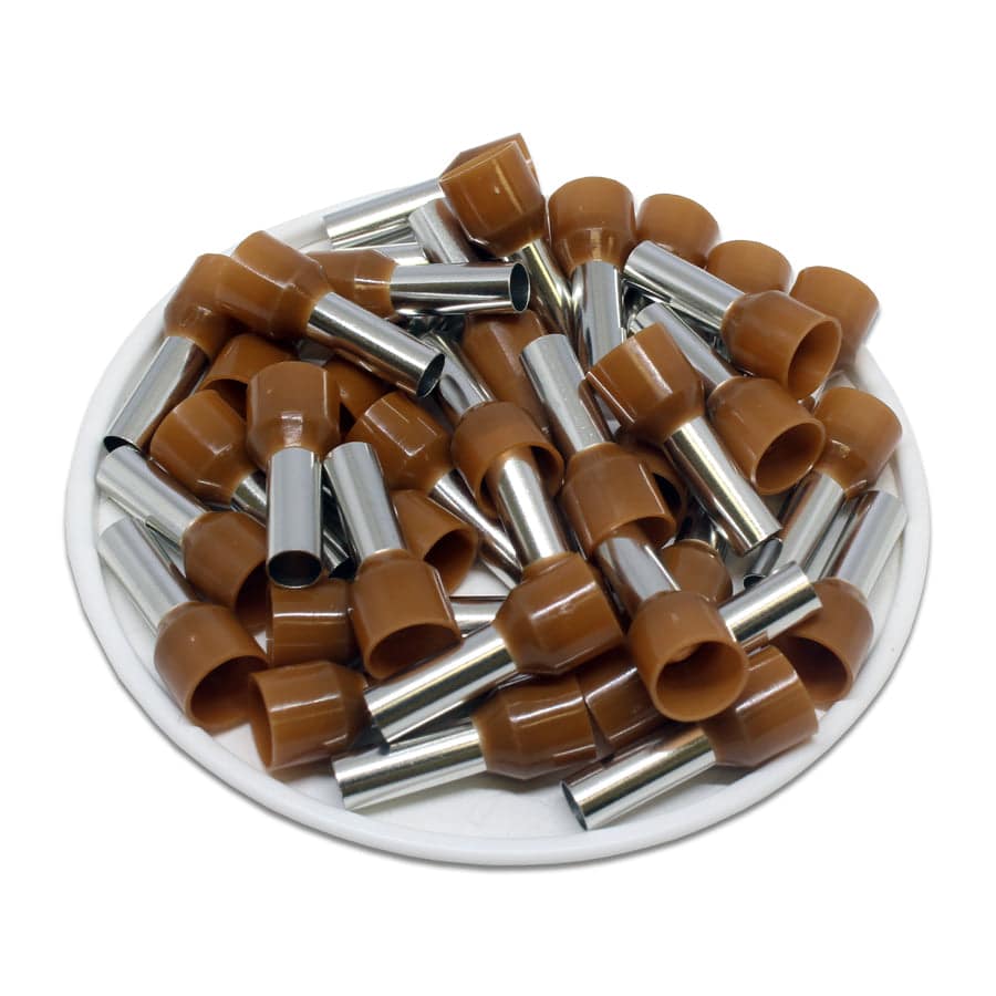 AT100012 - 8 AWG Insulated Wire Ferrules, 12mm Pin, Brown, UL Recognized, 100 Pieces - Image 2