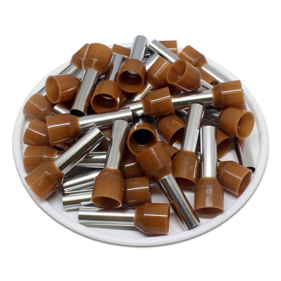 AT100015 - 8 AWG Insulated Wire Ferrules, 15mm Pin, Brown, 100 Pieces - Image 2
