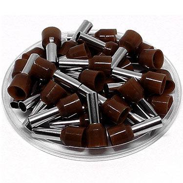 AT100018 - 8 AWG Insulated Wire Ferrules, 18mm Pin, Brown, UL Recognized, 100 Pieces - Image 2