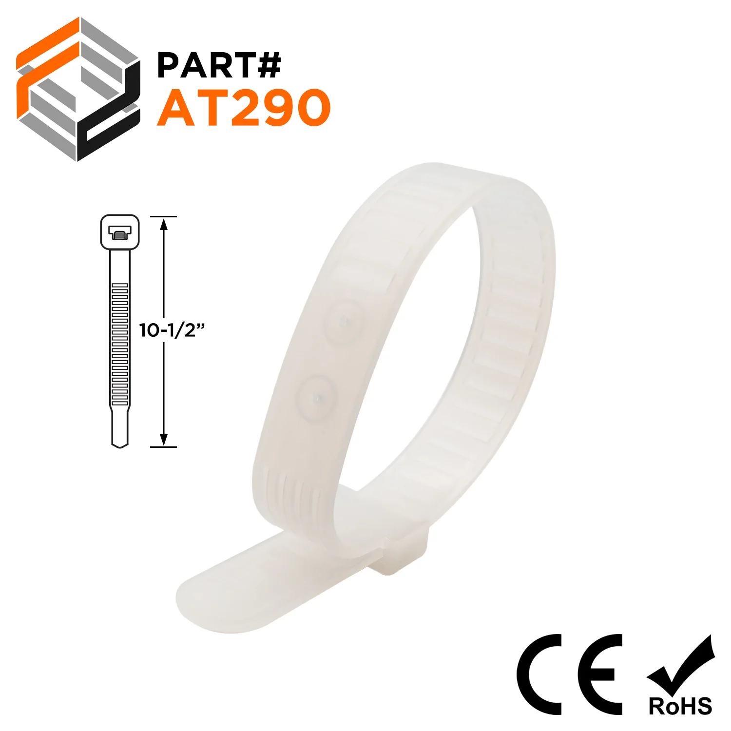 AT290 - 10-1/2" HVAC & Plumbing Tubing/Pipe Cable Ties, Natural, Screw Mount, 10-Pack