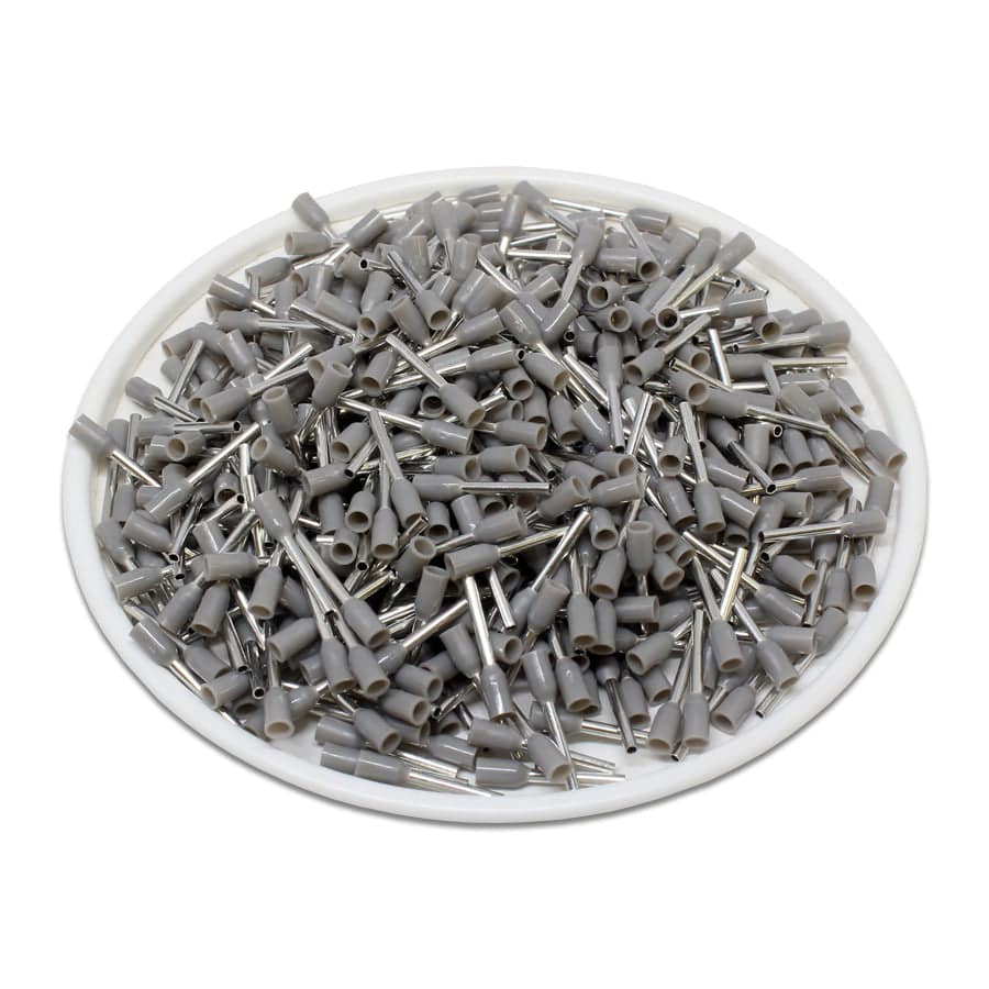 AW01408 - 26 AWG Insulated Wire Ferrules, 8mm Pin, Gray, 500 Pieces - Image 2