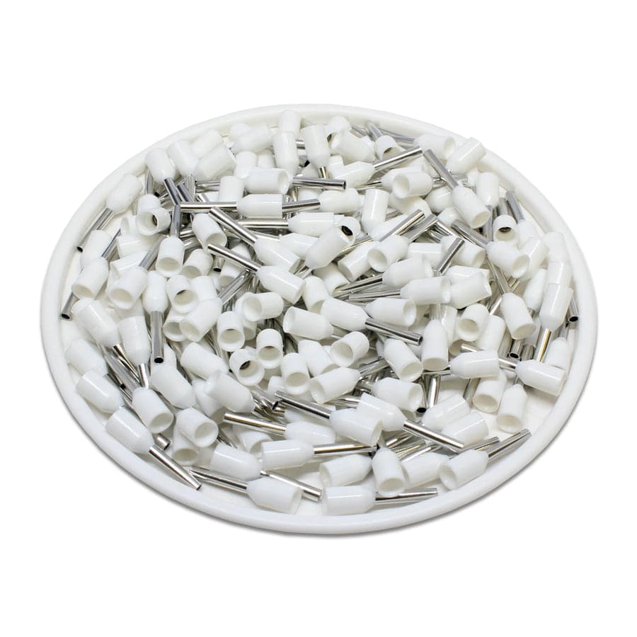 AW07508 - 20 & 18 AWG Insulated Wire Ferrules, 8mm Pin, White, UL Recognized, 500 Pieces - Image 2
