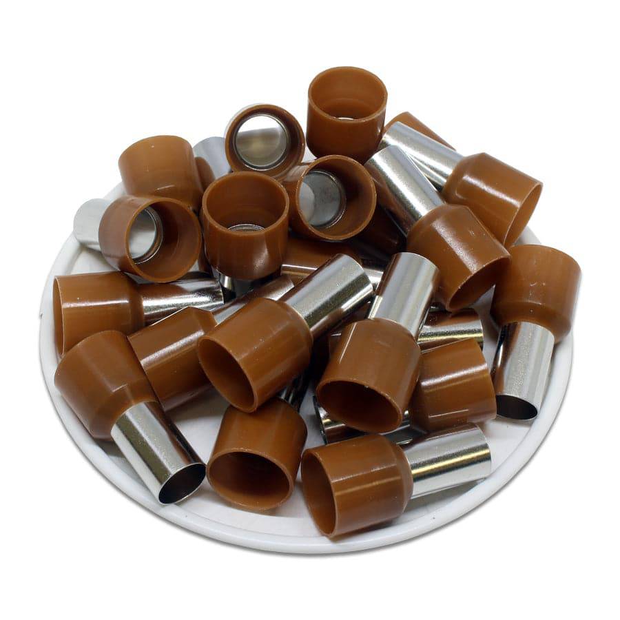 AW250012 - 4 AWG Insulated Wire Ferrules, 12mm Pin, Brown, UL Recognized, 100 Pieces - Image 2
