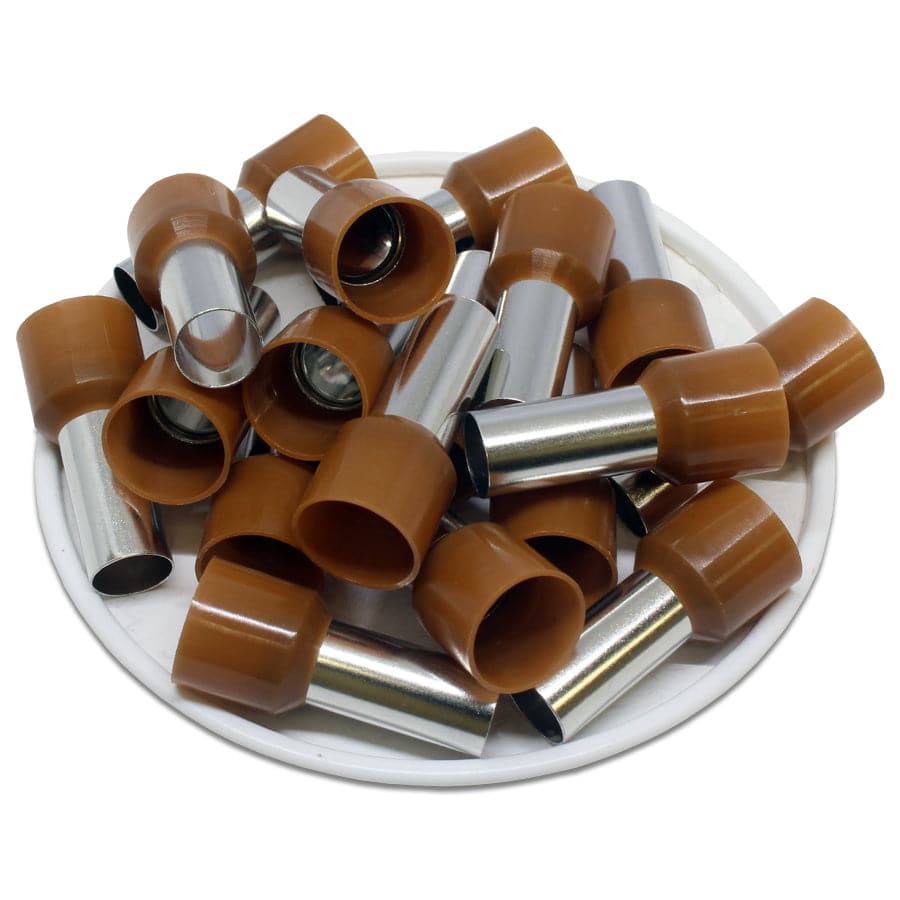 AW250016 - 4 AWG Insulated Wire Ferrules, 16mm Pin, Brown, UL Recognized, 100 Pieces - Image 2