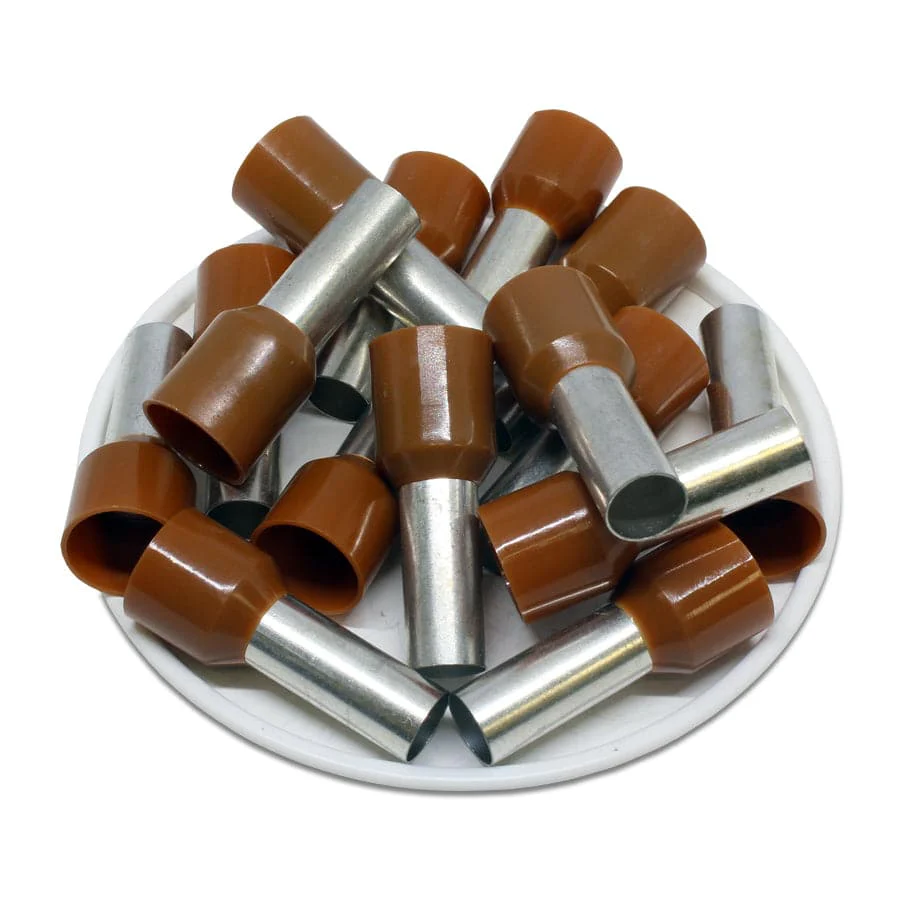 AW250018 - 4 AWG Insulated Wire Ferrules, 18mm Pin, Brown, UL Recognized, 100 Pieces - Image 2