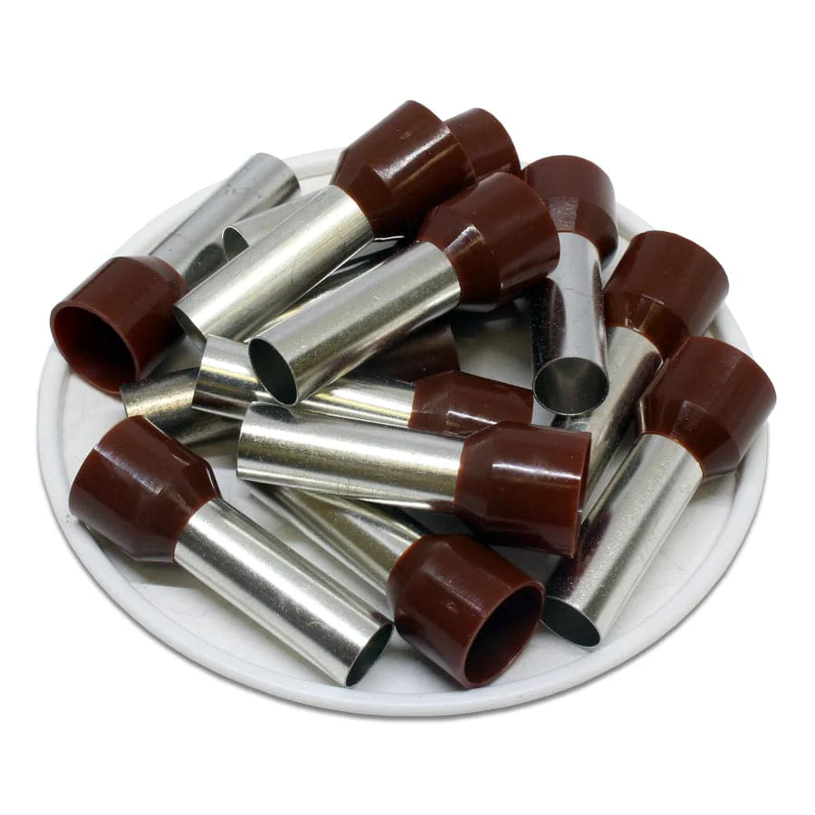 AW250022 - 4 AWG Insulated Wire Ferrules, 22mm Pin, Brown, UL Recognized, 100 Pieces - Image 2