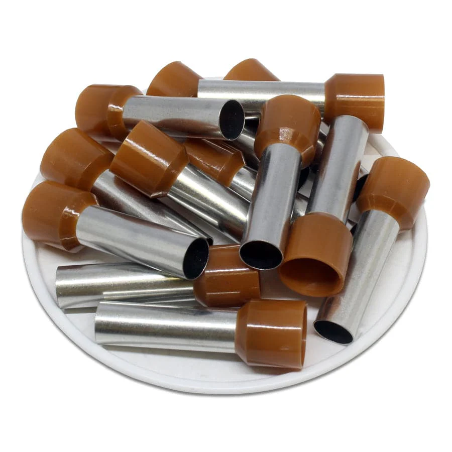 AW250025 - 4 AWG Insulated Wire Ferrules, 12mm Pin, Brown, 100 Pieces - Image 3