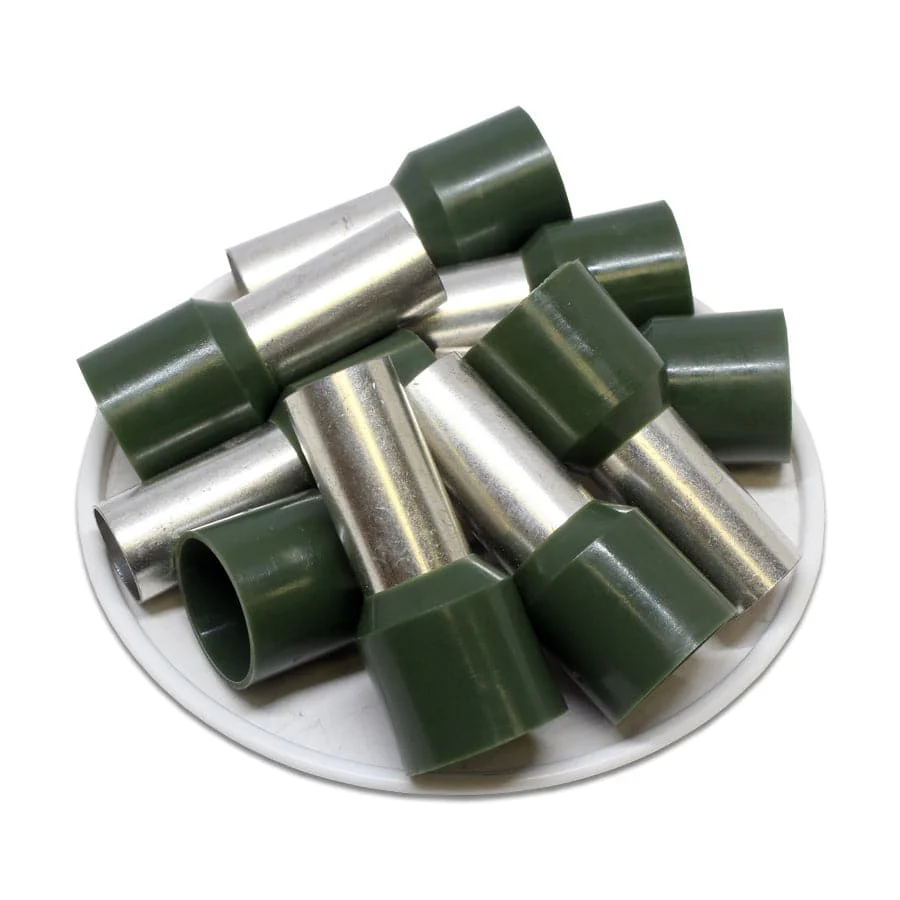 AW500020 - 1 AWG Single Insulated Wire Ferrules, 20mm Pin, Olive Green, UL Recognized, 50 Pieces - Image 2