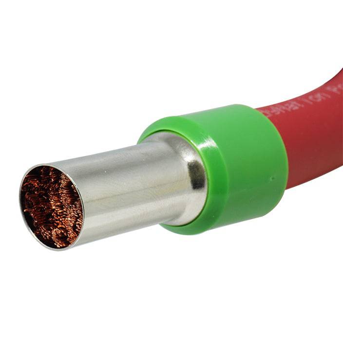AW560025 - 0 & 1/0 AWG Single Insulated Wire Ferrules, 25mm Pin, Olive Green, 25 Pieces - Image 2
