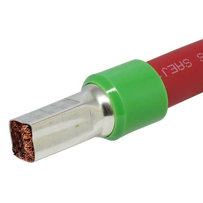AW560025 - 0 & 1/0 AWG Single Insulated Wire Ferrules, 25mm Pin, Olive Green, 25 Pieces - Image 3