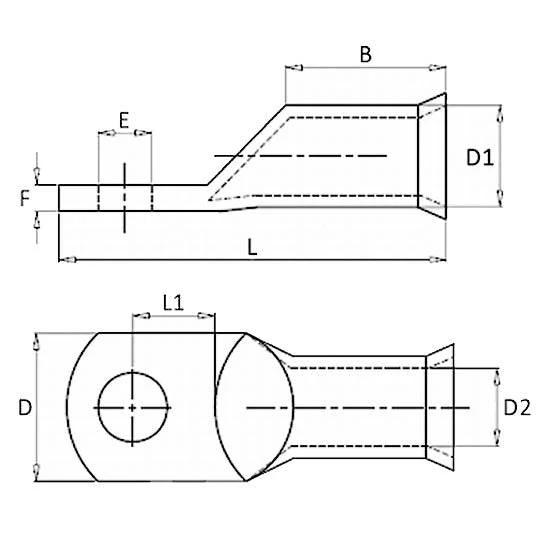 BCL4014 - 4/0 AWG One-Hole Battery Lug - 1/4" Stud Size, 1 Piece - Image 2