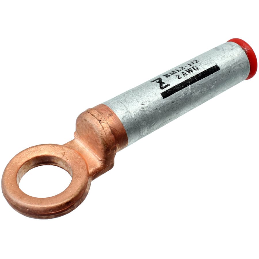 BML35-12 - 2 AWG Bi-metal Compression Lugs, 1/2" Stud, 1 Piece