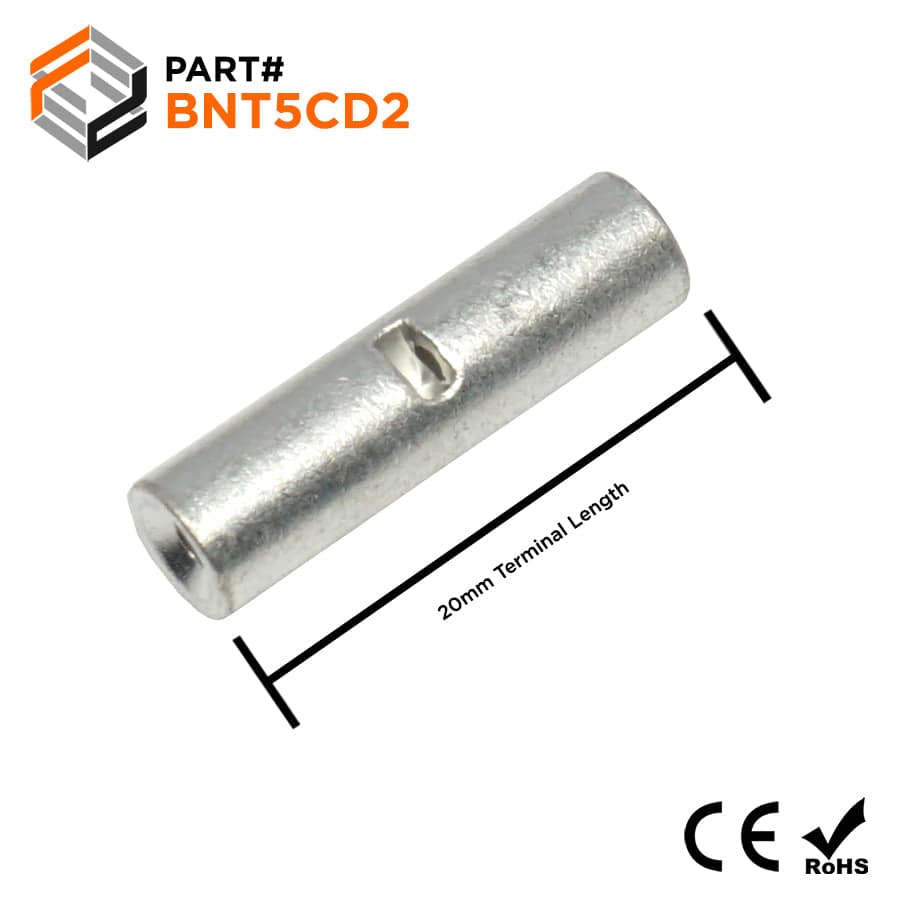 BNT5CD2 - 12-10 to 16-14AWG Non Insulated Step Down Butt Connector