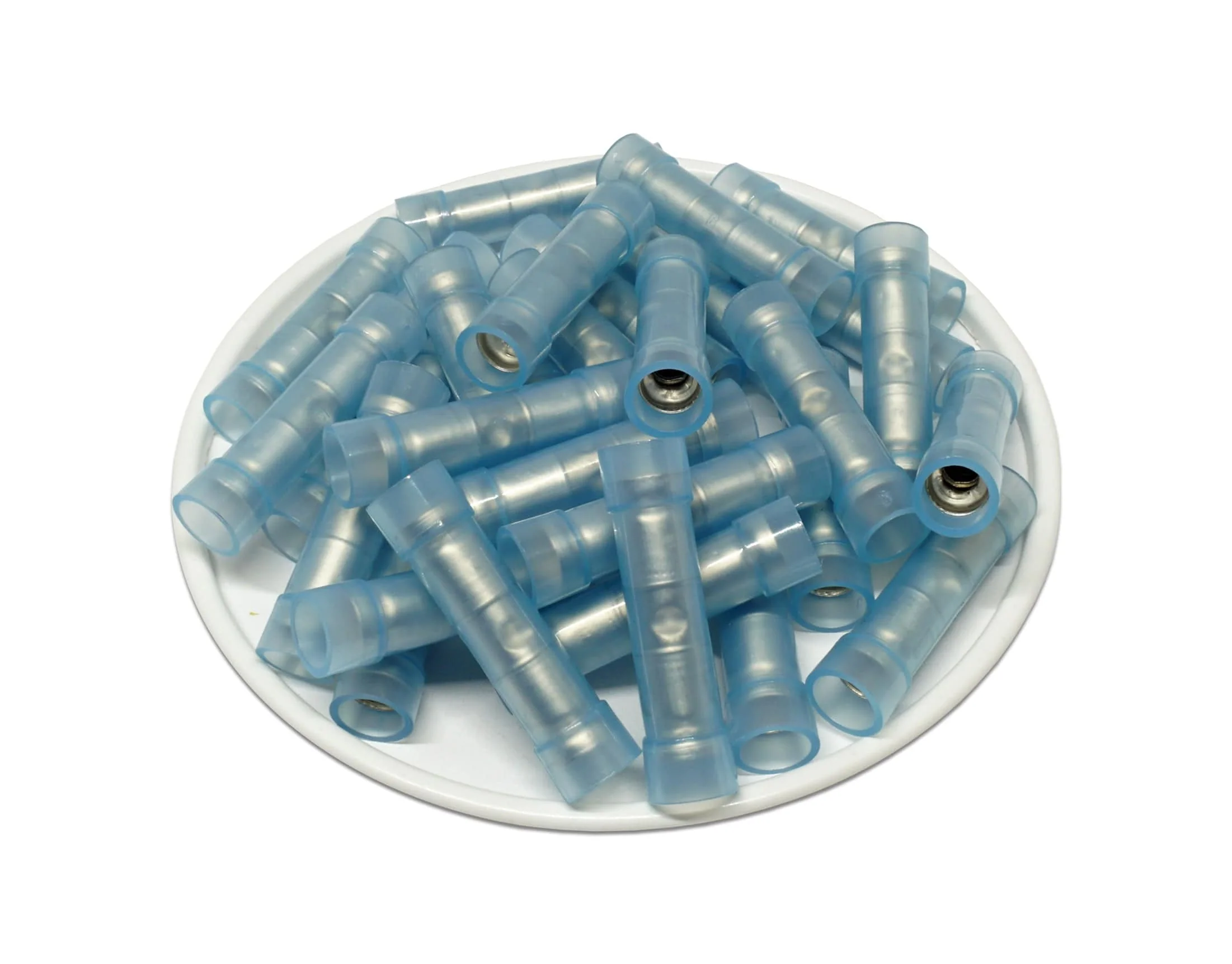 WBNYDF2 -16 to 14 AWG Nylon Insulated Window Butt Splice Connectors, Flared, 100 Pieces