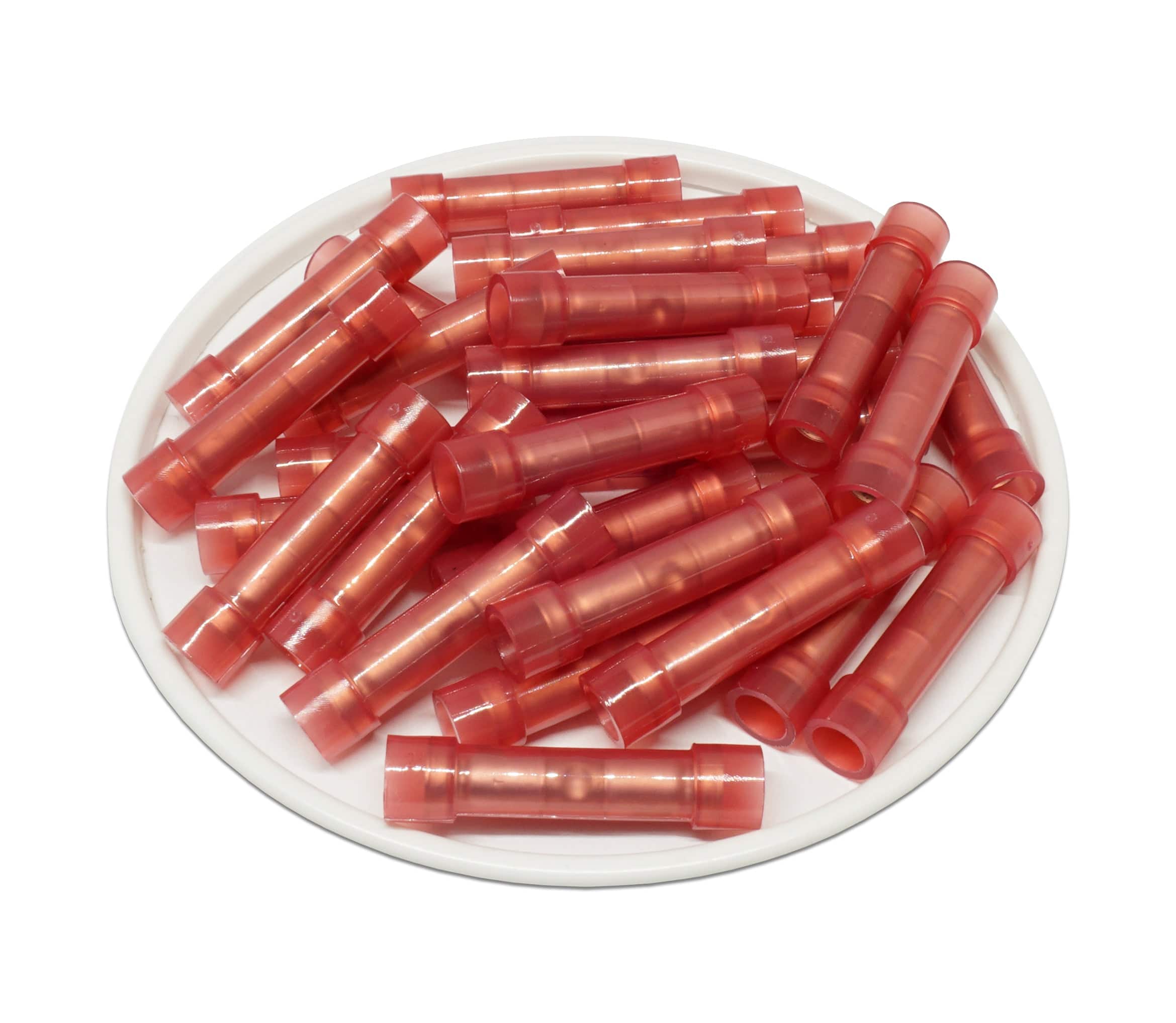 BNYDF1 - 22 to 16 AWG Nylon Insulated Butt Splice Connectors, Double Crimp/Flared, 50 Pieces