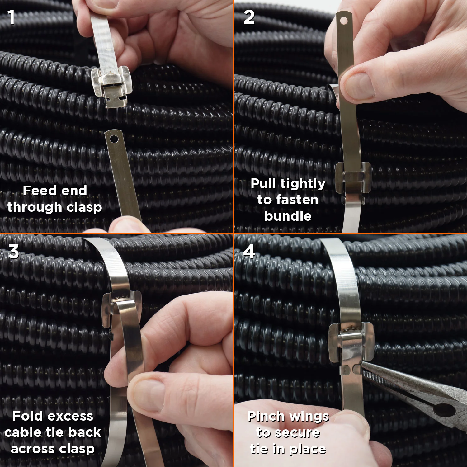 BTR10600 - 24" Heavy Duty Releasable Stainless Steel Cable Ties, 225lb Tensile Strength, 316 Grade, 25-Pack - Image 2