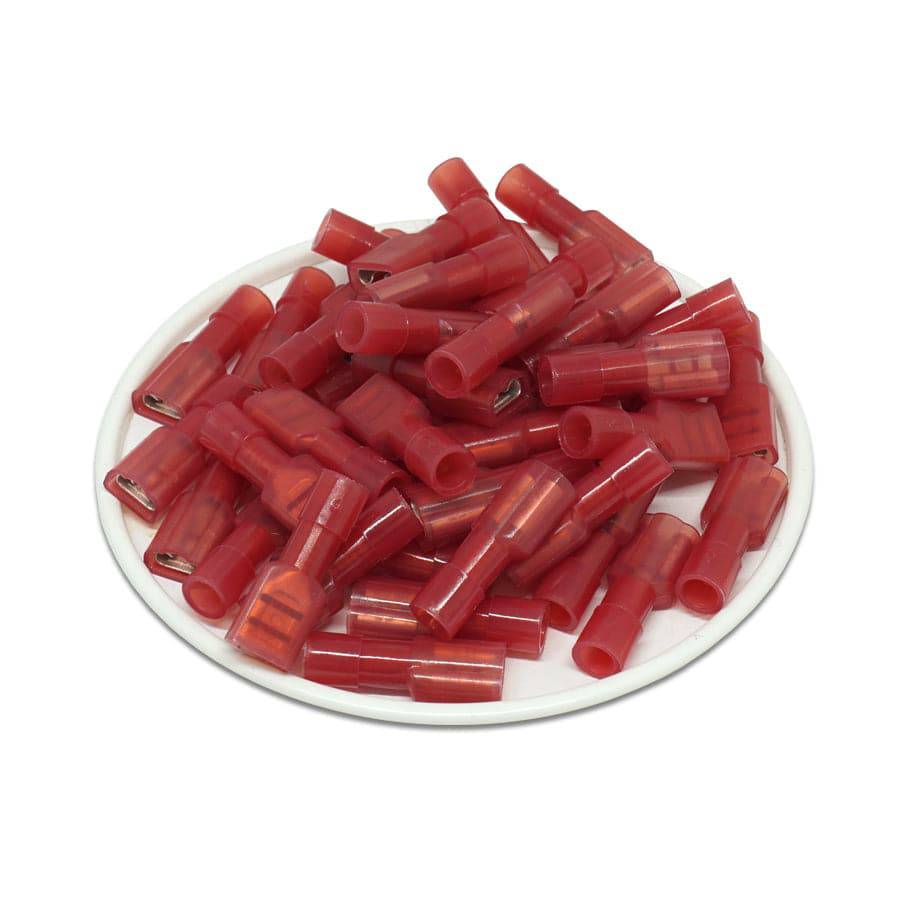 FDFNY1-187(8)A - 22 to 16 AWG Nylon Quick Disconnects, Fully Insulated, Female, Standard Crimp, 100 Pieces