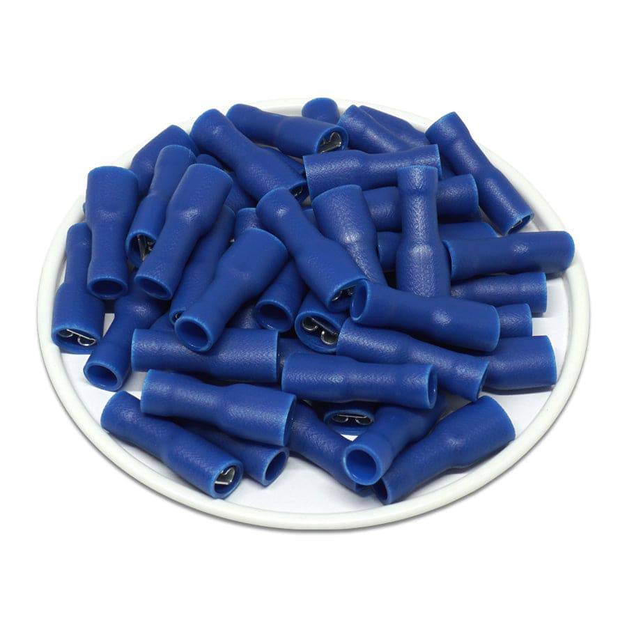 FDFV2-187(8) - 16 to 14 AWG Vinyl PVC Insulated Quick Disconnects, Female, Fully Insulated, 100 Pieces