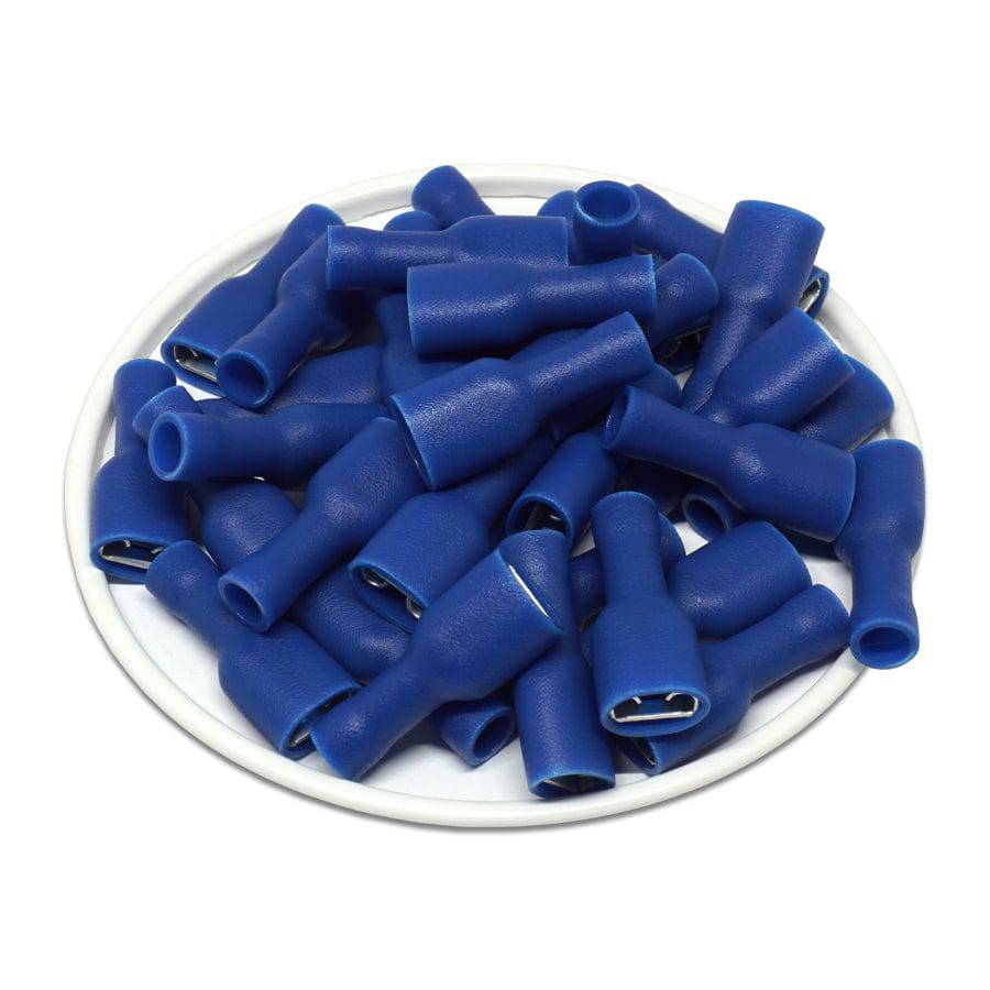 FDFV2-250 - 16 to 14 AWG Vinyl PVC Insulated Quick Disconnects, Female, Fully Insulated, 100 Pieces