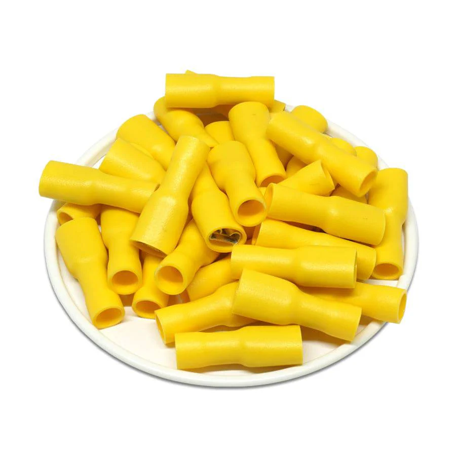 FDFV5-250 - 12 to 10 AWG Vinyl PVC Insulated Quick Disconnects, Female, Fully Insulated, 50 Pieces