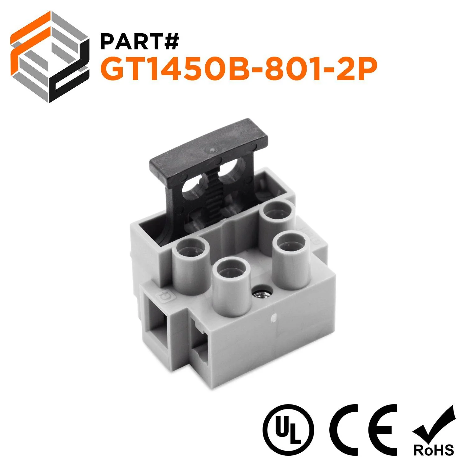 GT1450B-801-2P - Terminal Strip, 2 Poles, 10mm Pitch, UL Recognized, 1 Piece