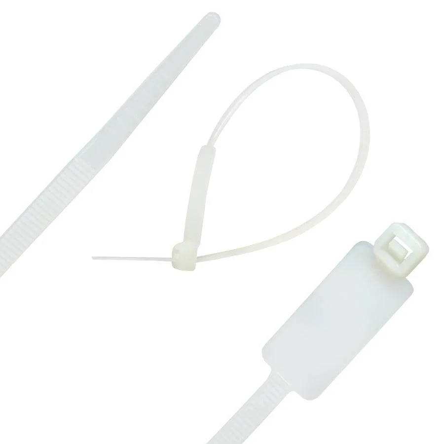 CT200MT - 8" Identification Nylon Cable Ties, 50-lb Tensile Strength, Natural, 100 Pieces
