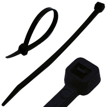 CTI180B - 7" Intermediate Cable Ties, 40-lb Tensile Strength, Black, UV Resistant, 100-Pack