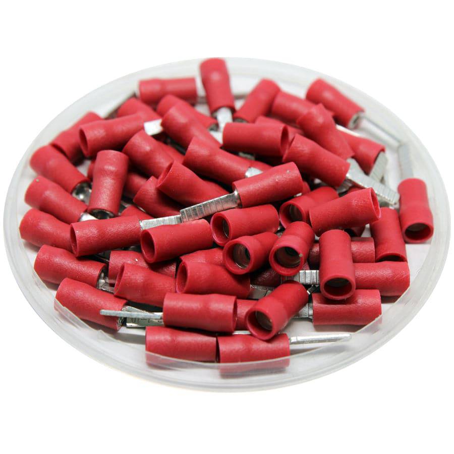 DBD1-10 - Vinyl Insulated Flat Blade Terminal - Double Crimp - 22-16 AWG - Red
