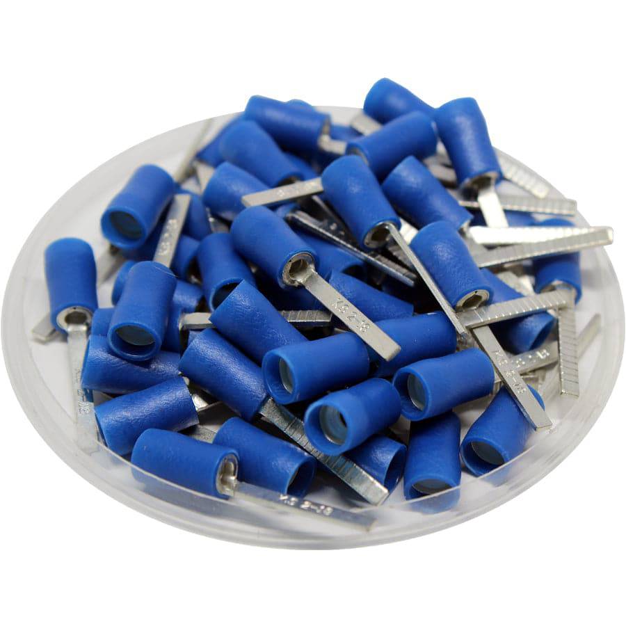 DBD2-18 - Vinyl Insulated Flat Blade Terminal - Double Crimp - 16-14 AWG - Blue