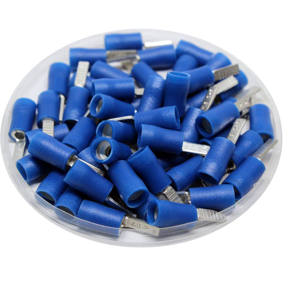 DBD2-9 - Vinyl Insulated Flat Blade Terminal - Double Crimp - 16-14 AWG - Blue