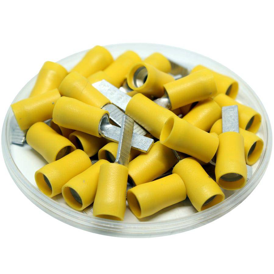 DBD5-14 - Vinyl Insulated Flat Blade Terminal - Double Crimp - 12-10 AWG - Yellow