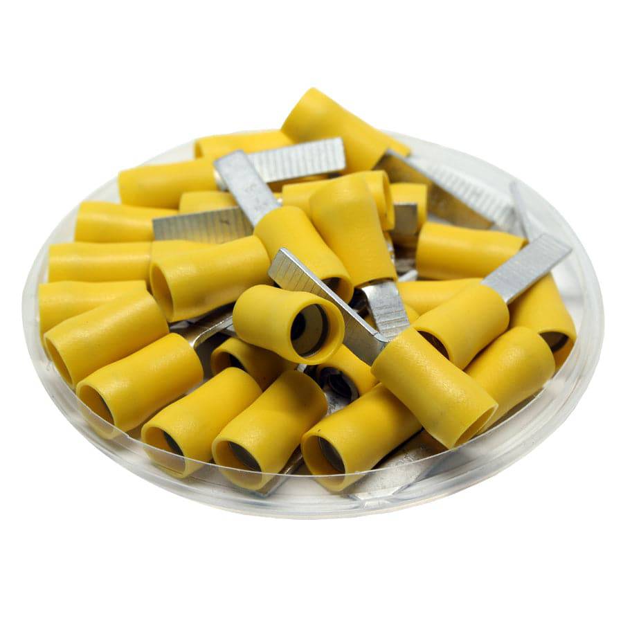 DBD5-18 - Vinyl Insulated Flat Blade Terminal - Double Crimp - 12-10 AWG - Yellow