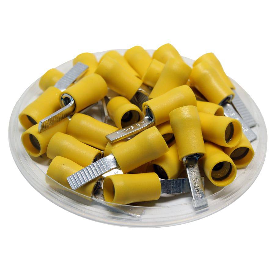 DBDS5-14 - Vinyl Insulated Flat Blade Terminal - Double Crimp - 12-10 AWG - Yellow